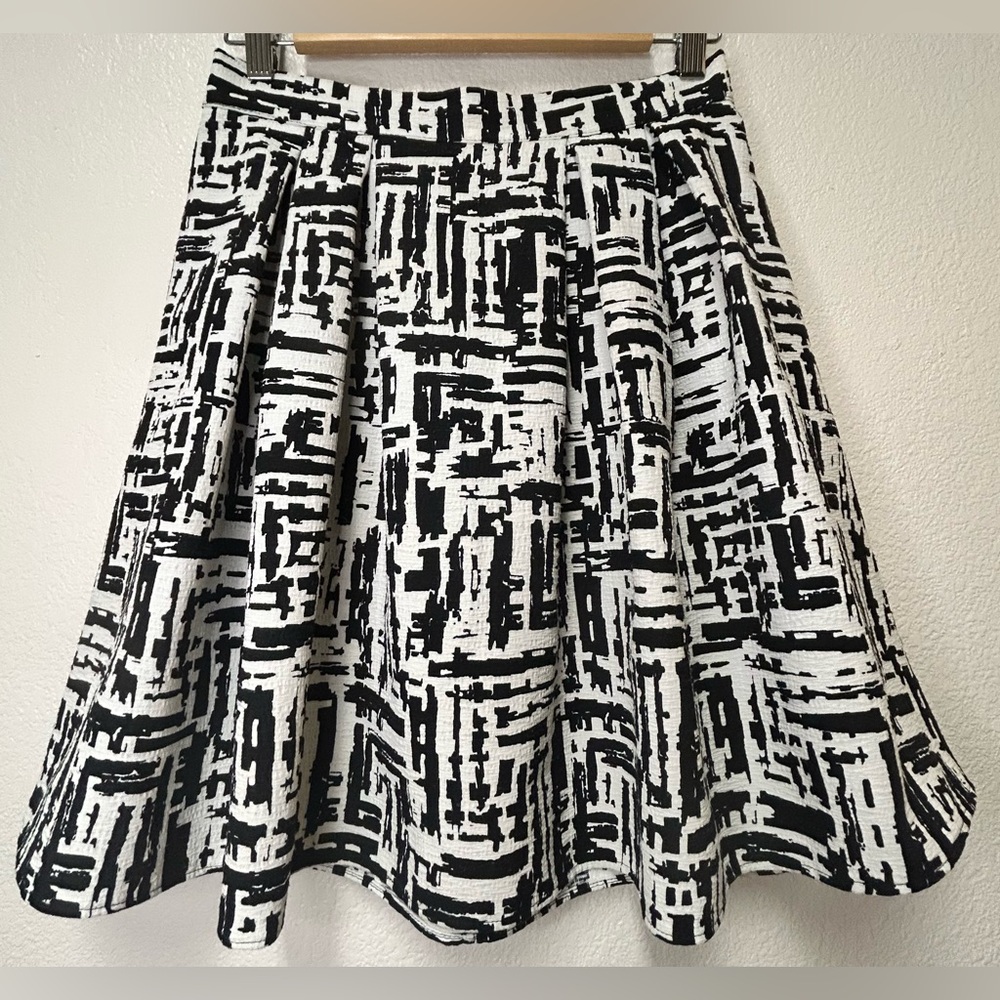 Renee C. Monochrome A-Line Skirt black white geometric